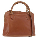 GUCCI Bamboo Hand Bag Leather 2way Beige Gold 000 1448 0289 Auth BA12991-1