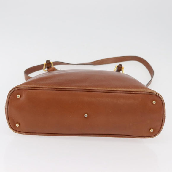 GUCCI Bamboo Hand Bag Leather 2way Beige Gold 000 1448 0289 Auth BA12991