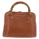 GUCCI Bamboo Hand Bag Leather 2way Beige Gold 000 1448 0289 Auth BA12991-2
