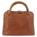 GUCCI Bamboo Hand Bag Leather 2way Beige Gold 000 1448 0289 Auth BA12991-3