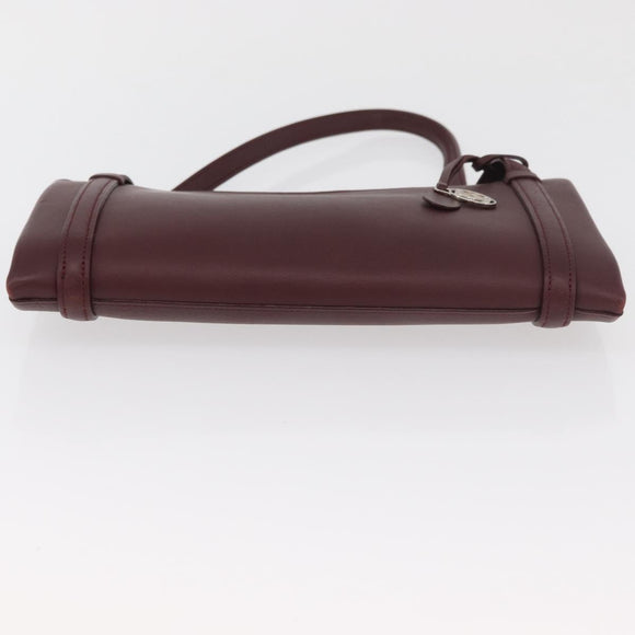 CARTIER Hand Bag Leather Bordeaux Silver Auth BA12993A