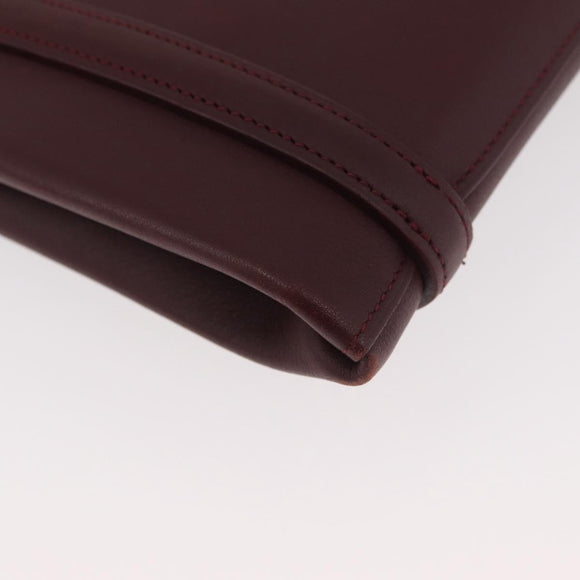 CARTIER Hand Bag Leather Bordeaux Silver Auth BA12993A