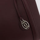CARTIER Hand Bag Leather Bordeaux Silver Auth BA12993A-18