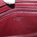 CARTIER Hand Bag Leather Bordeaux Silver Auth BA12993A-10