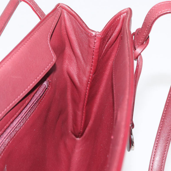 CARTIER Hand Bag Leather Bordeaux Silver Auth BA12993A