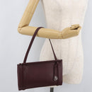 CARTIER Hand Bag Leather Bordeaux Silver Auth BA12993A-23