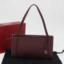 CARTIER Hand Bag Leather Bordeaux Silver Auth BA12993A-12