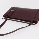 CARTIER Hand Bag Leather Bordeaux Silver Auth BA12993A-7
