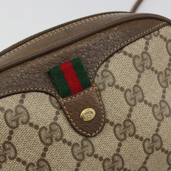 GUCCI GG Supreme Web Sherry Line Bag PVC Beige Gold 89 02 066 Auth BA12995