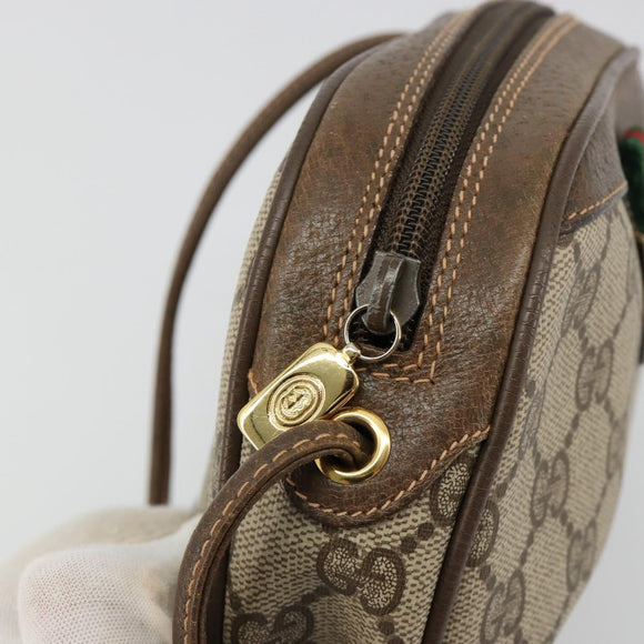 GUCCI GG Supreme Web Sherry Line Tasche PVC Beige Gold 89 02 066 Auth BA12995