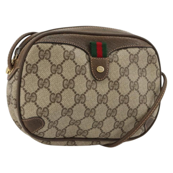 GUCCI GG Supreme Web Sherry Line Tasche PVC Beige Gold 89 02 066 Auth BA12995