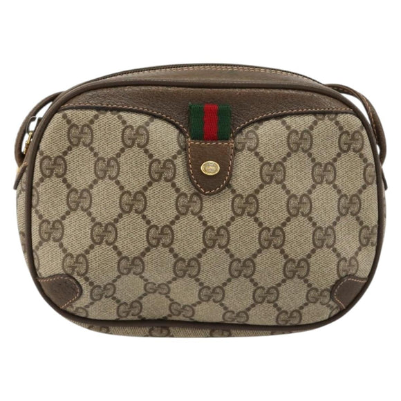 GUCCI GG Supreme Web Sherry Line Tasche PVC Beige Gold 89 02 066 Auth BA12995