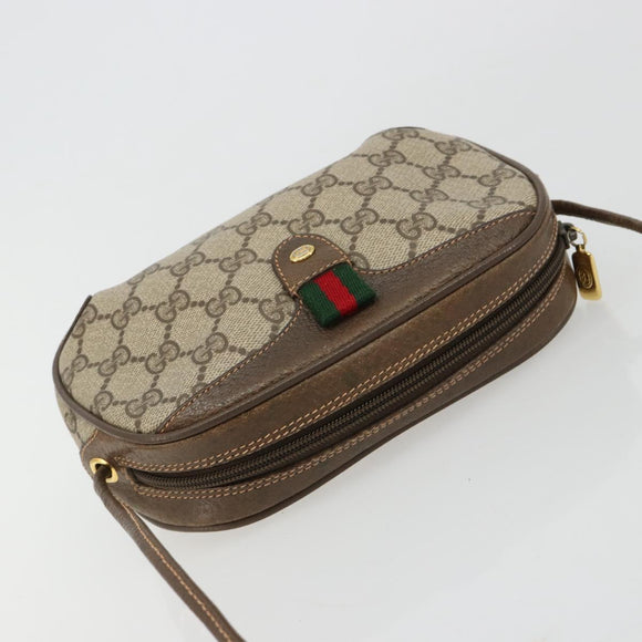 GUCCI GG Supreme Web Sherry Line Tasche PVC Beige Gold 89 02 066 Auth BA12995