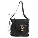 Chloe Paddington Shoulder Bag Leather Black Gold Silver Auth BA12997M-1