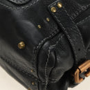 Chloe Paddington Shoulder Bag Leather Black Gold Silver Auth BA12997M-12