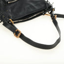 Chloe Paddington Shoulder Bag Leather Black Gold Silver Auth BA12997M-7