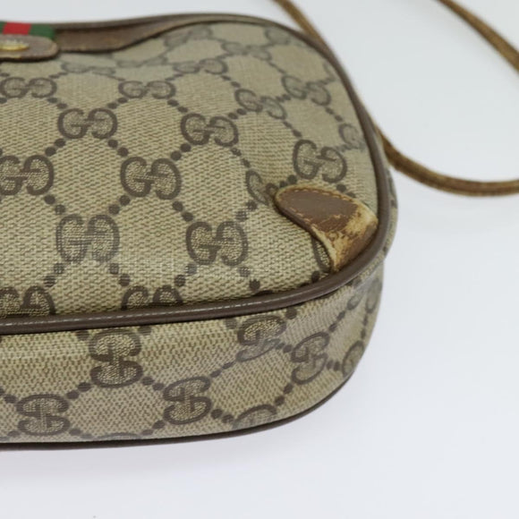 GUCCI GG Supreme Web Sherry Line Shoulder Bag PVC Beige 89 02 066 Auth BA1300