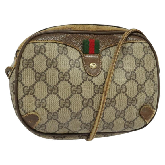 GUCCI GG Supreme Web Sherry Line Shoulder Bag PVC Beige 89 02 066 Auth BA1300