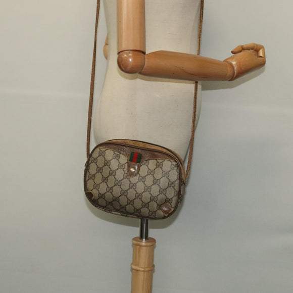 GUCCI GG Supreme Web Sherry Line Shoulder Bag PVC Beige 89 02 066 Auth BA1300