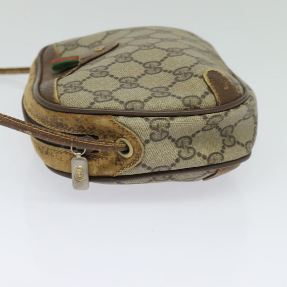 GUCCI GG Supreme Web Sherry Line Shoulder Bag PVC Beige 89 02 066 Auth BA1300