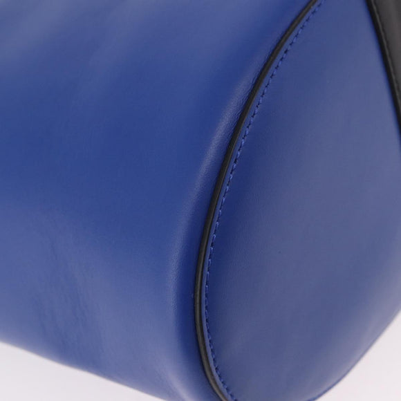 VERSACE Shoulder Bag Leather Blue Gold Auth BA13001V