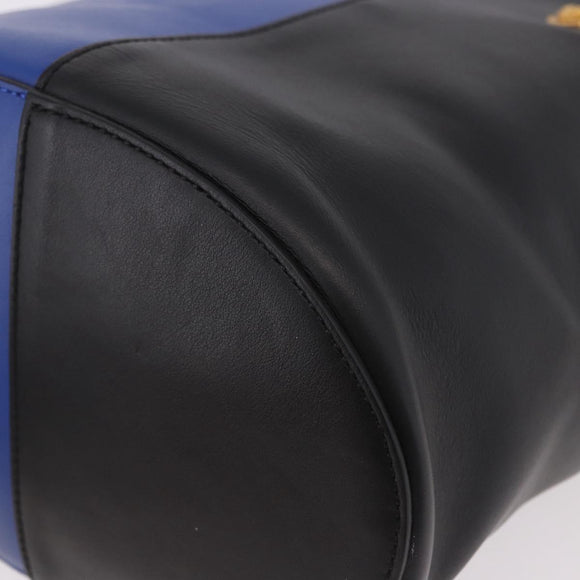 VERSACE Shoulder Bag Leather Blue Gold Auth BA13001V