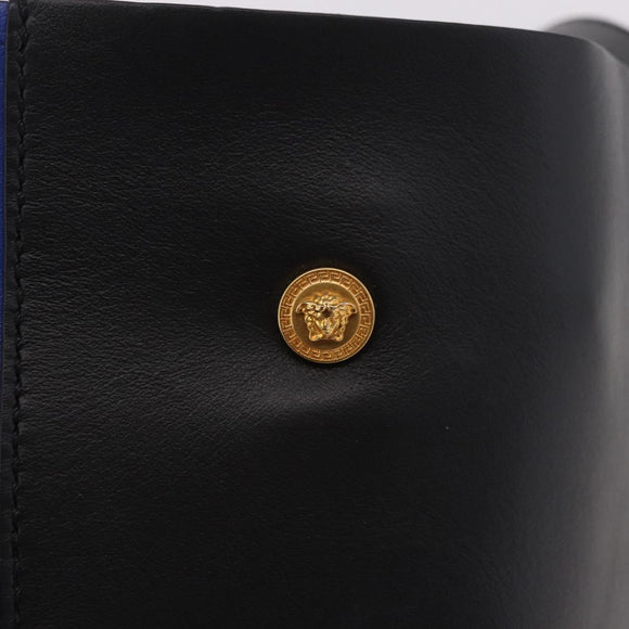 VERSACE Shoulder Bag Leather Blue Gold Auth BA13001V