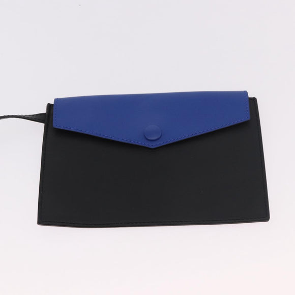 VERSACE Shoulder Bag Leather Blue Gold Auth BA13001V