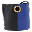 VERSACE Shoulder Bag Leather Blue Gold Auth BA13001V-13