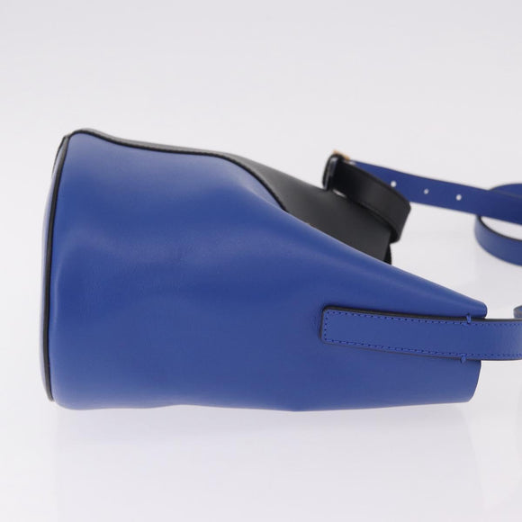 VERSACE Shoulder Bag Leather Blue Gold Auth BA13001V