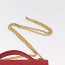 CELINE Chain Shoulder Bag Leather 2way Red Gold Auth BA13005-15