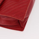 CELINE Chain Shoulder Bag Leather 2way Red Gold Auth BA13005-9