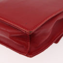 CELINE Chain Shoulder Bag Leather 2way Red Gold Auth BA13005-18