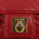 CELINE Chain Shoulder Bag Leather 2way Red Gold Auth BA13005-19