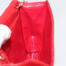 CELINE Chain Shoulder Bag Leather 2way Red Gold Auth BA13005-22