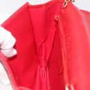 CELINE Chain Shoulder Bag Leather 2way Red Gold Auth BA13005-23