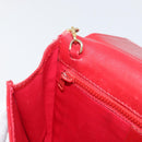 CELINE Chain Shoulder Bag Leather 2way Red Gold Auth BA13005-24