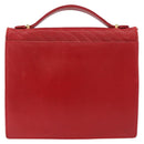 CELINE Chain Shoulder Bag Leather 2way Red Gold Auth BA13005-2