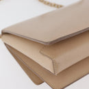 Salvatore Ferragamo Vala Chain Shoulder Bag Leather Gold Beige Auth BA13006-13
