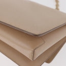 Salvatore Ferragamo Vala Chain Shoulder Bag Leather Gold Beige Auth BA13006-14