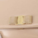 Salvatore Ferragamo Vala Chain Shoulder Bag Leather Gold Beige Auth BA13006-15