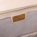 Salvatore Ferragamo Vala Chain Shoulder Bag Leather Gold Beige Auth BA13006-17