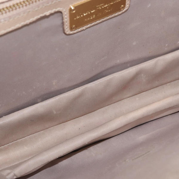 Salvatore Ferragamo Vala Chain Shoulder Bag Leather Gold Beige Auth BA13006