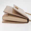 Salvatore Ferragamo Vala Chain Shoulder Bag Leather Gold Beige Auth BA13006-4