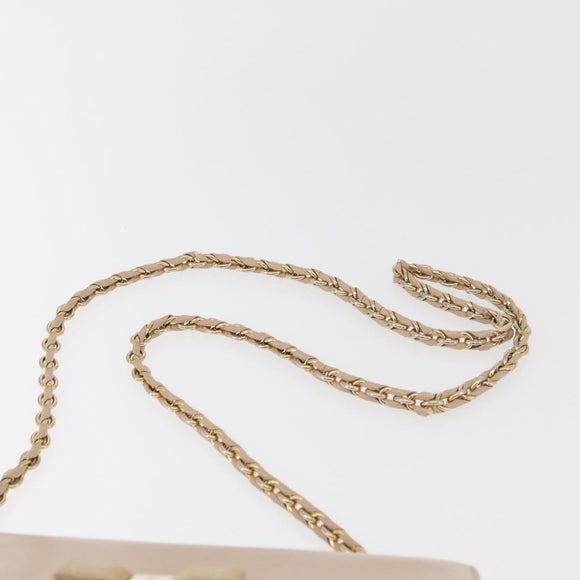 Salvatore Ferragamo Vala Chain Shoulder Bag Leather Gold Beige Auth BA13006