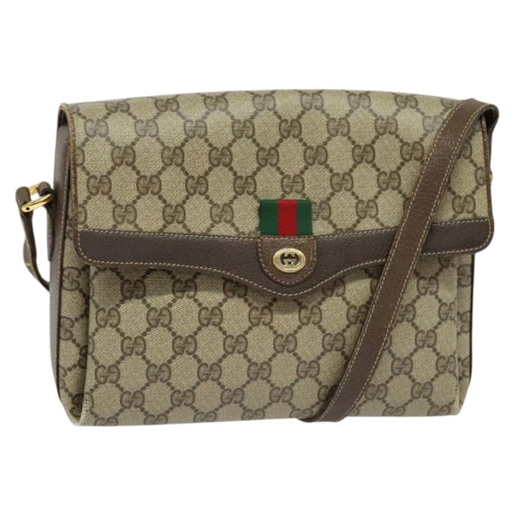 GUCCI GG Supreme Web Sherry Line Shoulder Bag PVC Beige 904 02 084 Auth BA1301