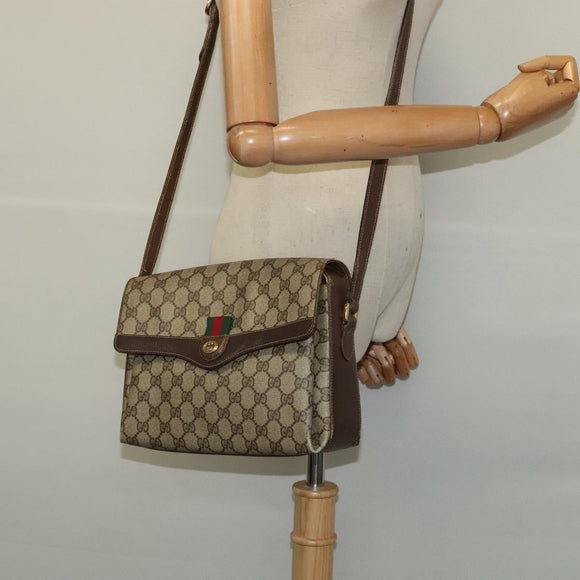 GUCCI GG Supreme Web Sherry Line Shoulder Bag PVC Beige 904 02 084 Auth BA1301