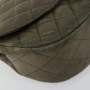 CHANEL Matelasse Chain Shoulder Bag Lamb Skin Green Gold CC Auth BA13010-11