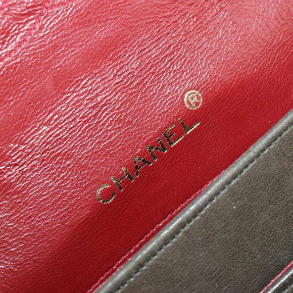 CHANEL Matelasse Chain Shoulder Bag Lamb Skin Green Gold CC Auth BA13010
