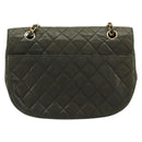 CHANEL Matelasse Chain Shoulder Bag Lamb Skin Green Gold CC Auth BA13010-3